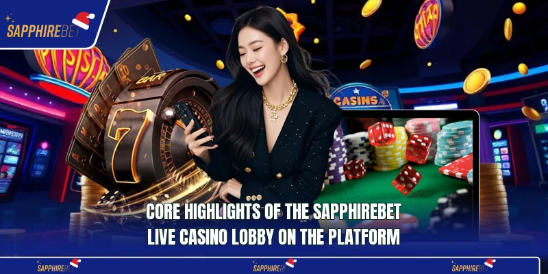 Core highlights of the Sapphirebet Live Casino lobby on the platform