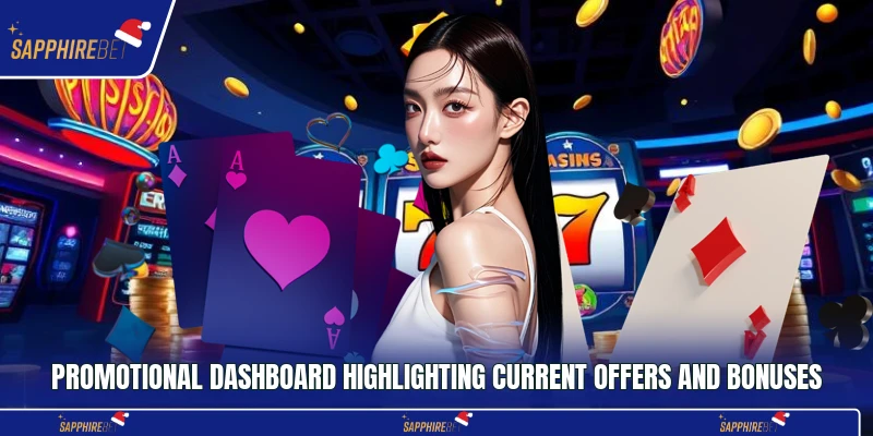 Promotional dashboard highlighting current offers and bonuses