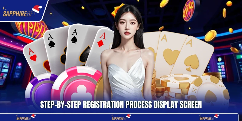 Step-by-step registration process display screen
